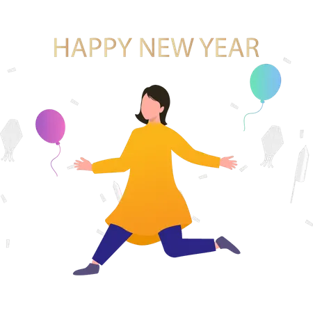 The girl is celebrating the new year  Illustration