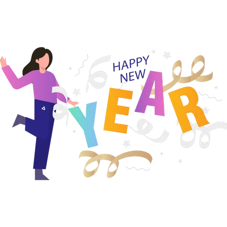 The girl is celebrating the new year  Illustration