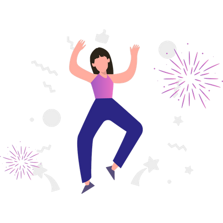 The girl is celebrating the new year  Illustration