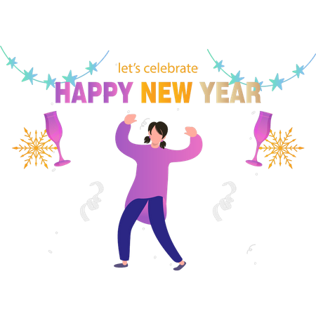 The girl is celebrating the new year  Illustration