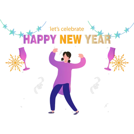 The girl is celebrating the new year Illustration