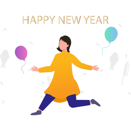 The girl is celebrating the new year Illustration