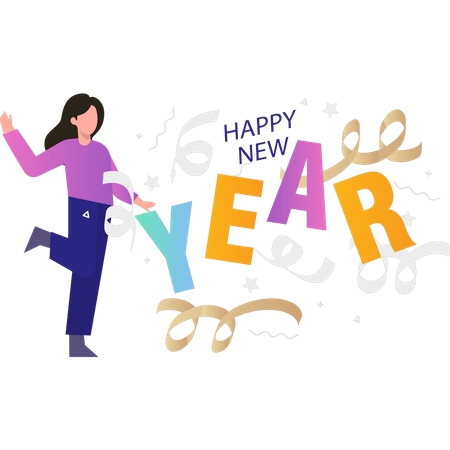 The girl is celebrating the new year  Illustration