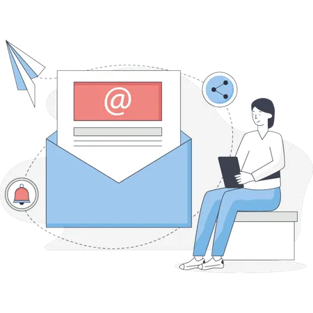The girl is checking subscription mail  Illustration