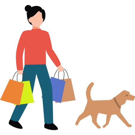 The girl is coming from shopping  Illustration