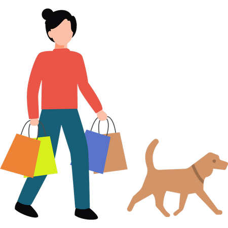 The girl is coming from shopping  Illustration