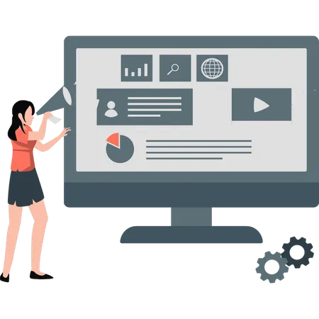 The girl is doing marketing about product management  Illustration