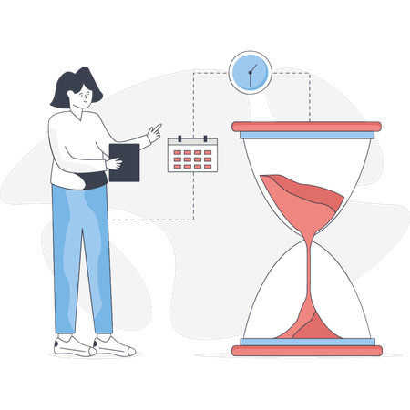 The girl is doing time management  Illustration
