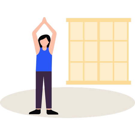 The girl is exercising at home  Illustration