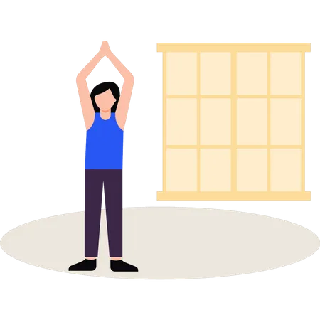 The girl is exercising at home  Illustration