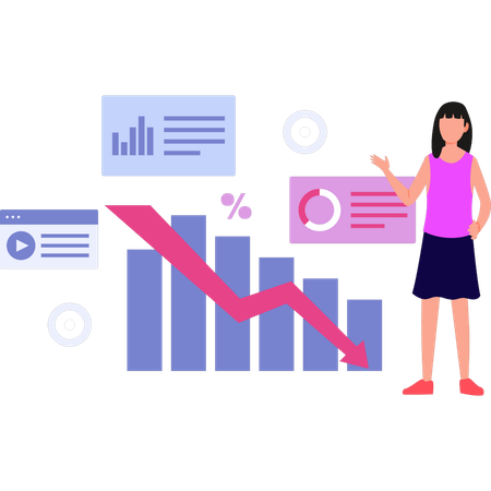 The girl is explaining the development of different graphs  Illustration