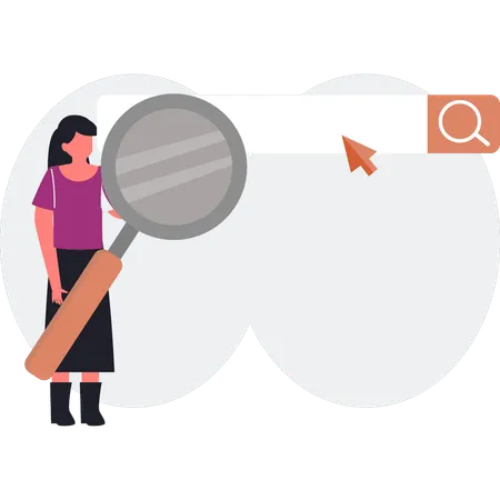 The girl is finding search bar  Illustration