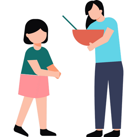 The girl is giving food to the needy  Illustration