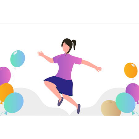 The girl is having fun with New Year's balloons Illustration