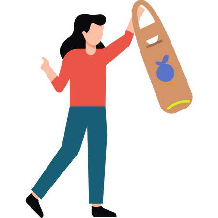 The girl is holding a shopping bag  イラスト