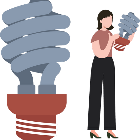 The girl is holding an energy saver  Illustration