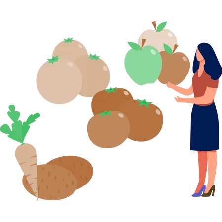 The girl is holding apple fruit  Illustration