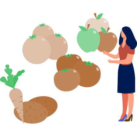 The girl is holding apple fruit  Illustration