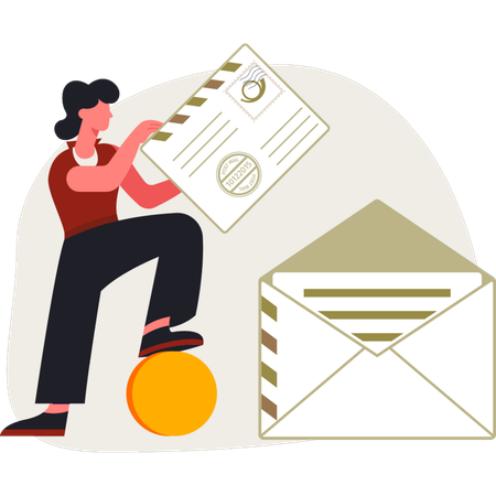 The girl is holding email  Illustration