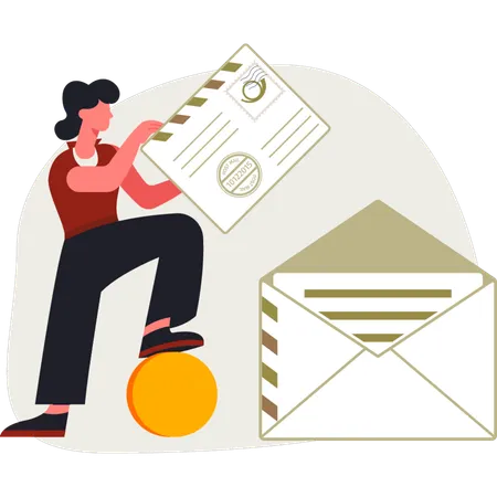 The girl is holding email  Illustration