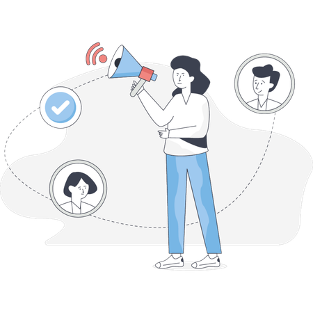 The girl is holding megaphone  Illustration