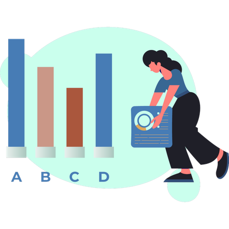 The girl is holding pie chart  Illustration