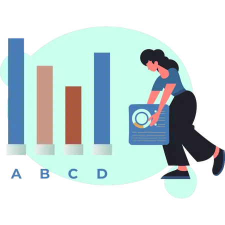 The girl is holding pie chart  Illustration
