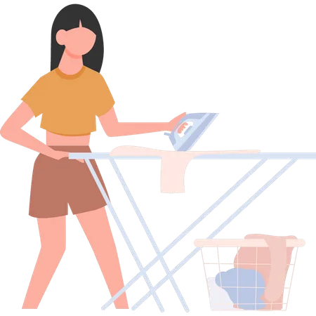 The Girl Is Ironing Clothes イラスト