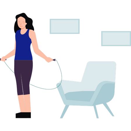 The girl is jumping rope Illustration