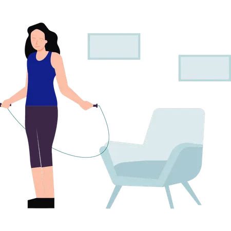 The girl is jumping rope  Illustration