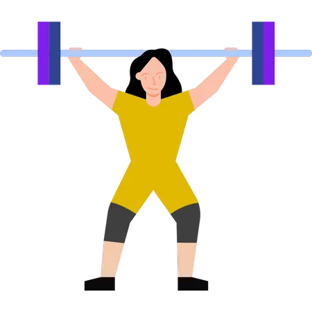 The girl is lifting barbell Illustration