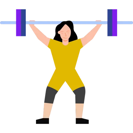 The girl is lifting barbell  Illustration