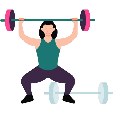 The girl is lifting weights  Illustration