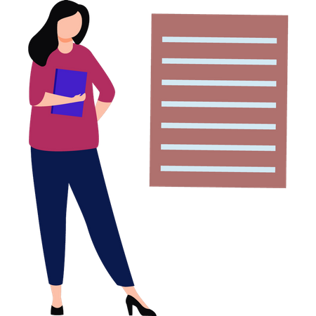 The girl is looking at the document paper  Illustration