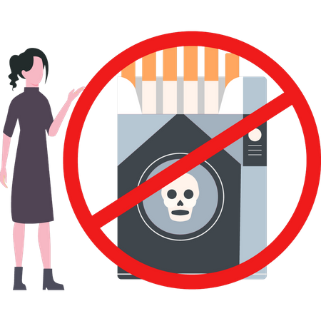 The girl is looking at the smoking ban  Illustration