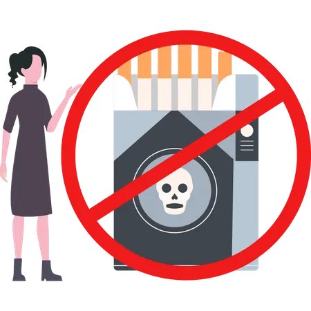 The girl is looking at the smoking ban  Illustration