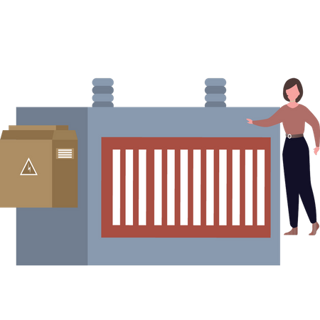 The girl is looking at the transformer  Illustration