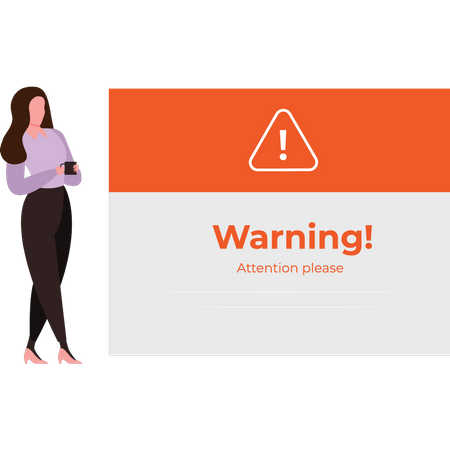 The girl is looking at the warning  Illustration