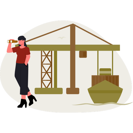 The girl is looking delivery service mangement  Illustration