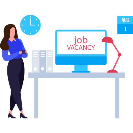 The girl is looking for a job vacancy  Illustration