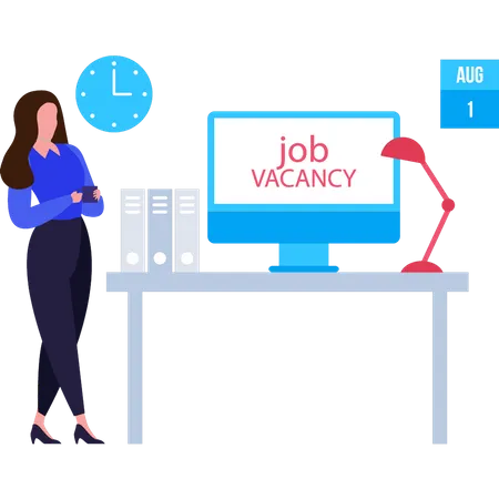 The Girl Is Looking For A Job Vacancy Illustration