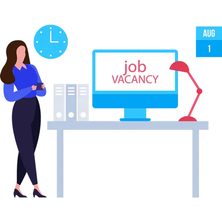 The girl is looking for a job vacancy  Illustration