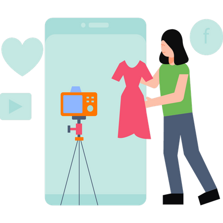 The girl is making dress promotion videos Illustration