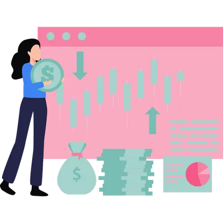 The girl is making financial arrangements  Illustration