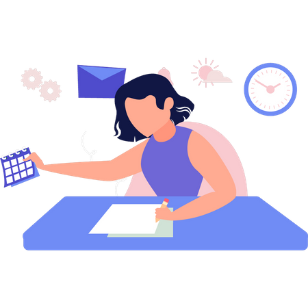 The girl is making notes  Illustration