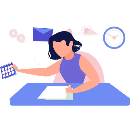 The girl is making notes  Illustration