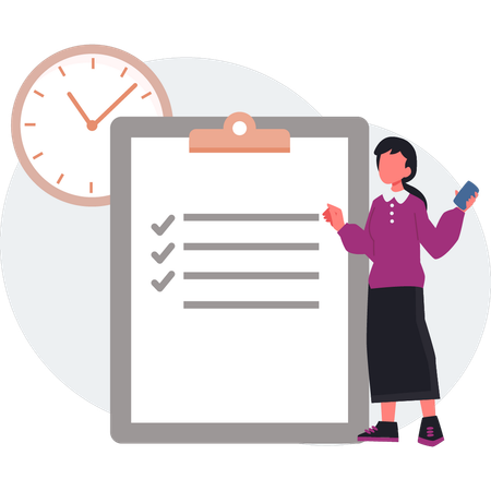 The girl is manage time table  Illustration