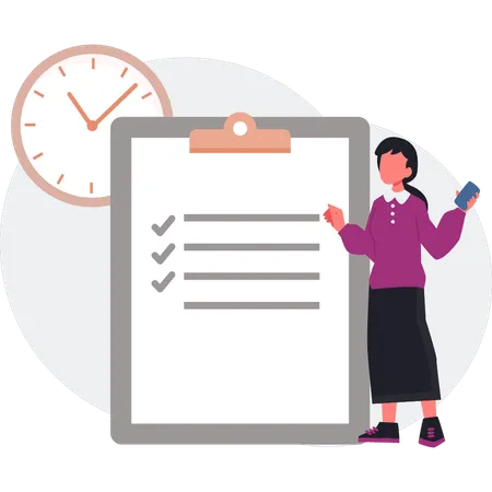 The girl is manage time table  Illustration