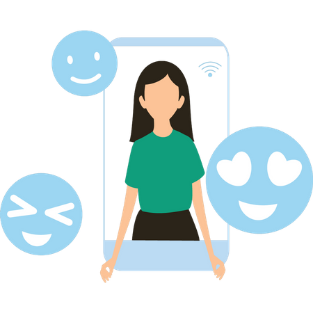 The girl is on social media  Illustration