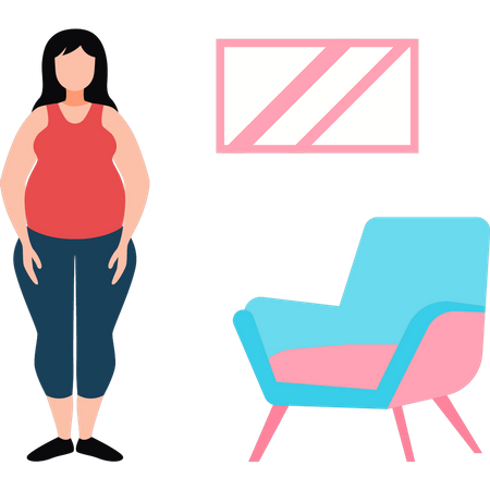 The girl is overweight  Illustration